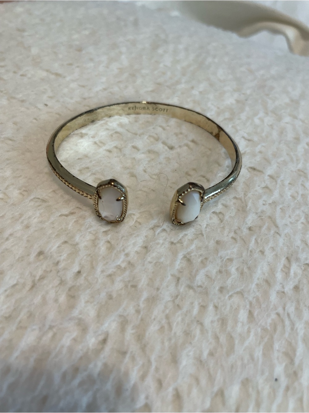 Kendra Scott White Stone Gold-Tone Open Cuff